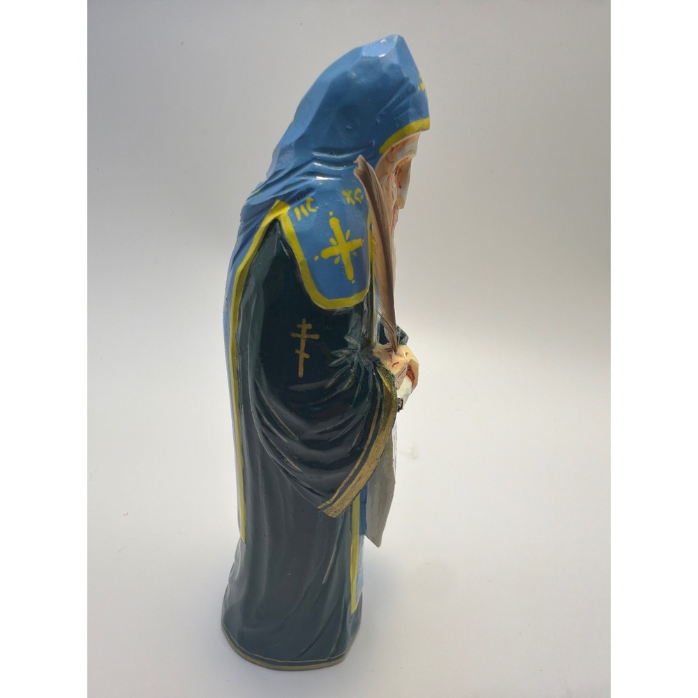 Hand Carved Linden Wood St Cyrillic Monk Mesrop Figurine Scroll Quill 5.75" - Picture 3 of 7